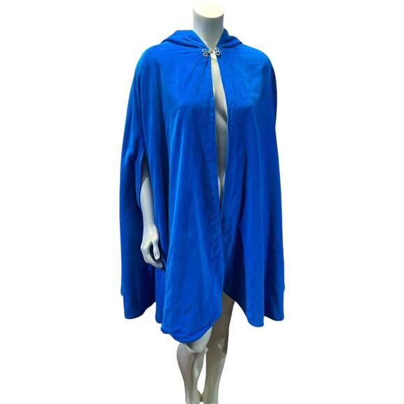 Royal Azure Velvet Hooded Cape with Satin Lining - Picture 14 of 15
